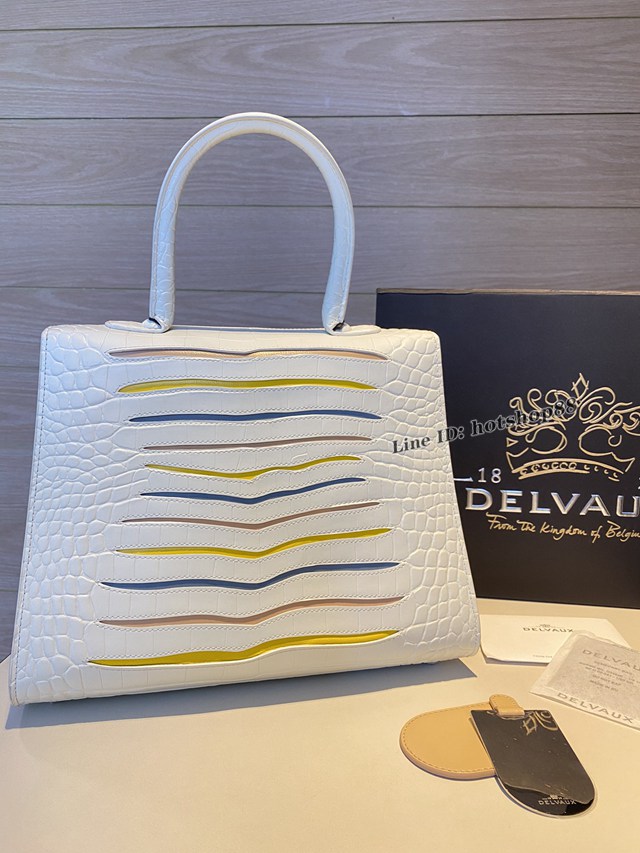 Delvaux德爾沃專櫃Brillant彩虹系列定制鱷魚紋牛皮手提肩背女包 bxs1137